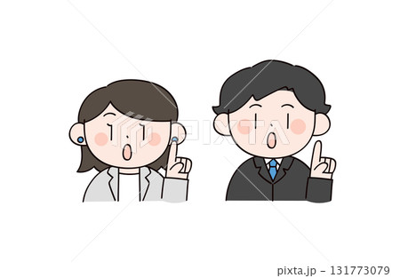 説明するスーツの男女2人のイラスト 説明するスーツの男女2人のイラスト 131773079