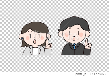 説明するスーツの男女2人のイラスト 説明するスーツの男女2人のイラスト 131773079