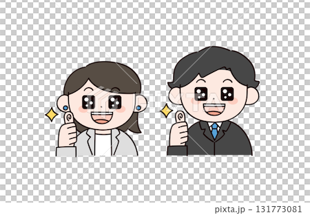 兩個穿著西裝的男人和女人的插圖 131773081
