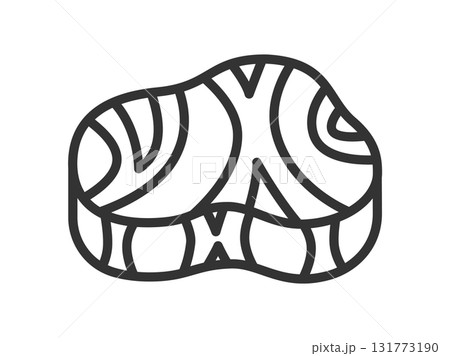 生の、フィレステーキ肉のアイコン（線画）のイラスト 131773190