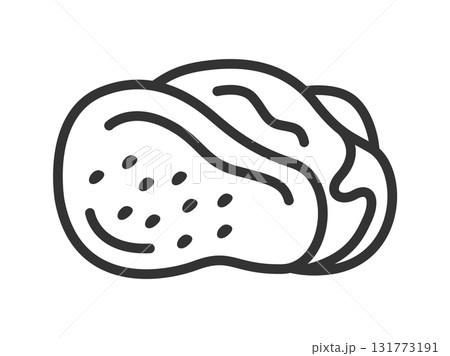 生の、鶏もも肉のアイコン（線画）のイラスト 131773191