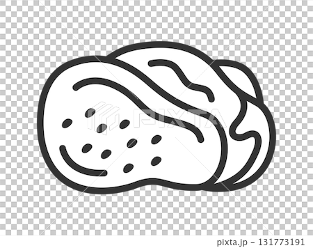 生の、鶏もも肉のアイコン（線画）のイラスト 131773191