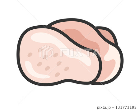 生の、鶏もも肉のアイコン（線画カラー）のイラスト 131773195