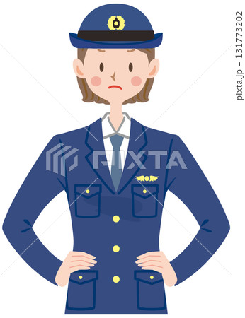 注意する女性警官のイラスト 131773202