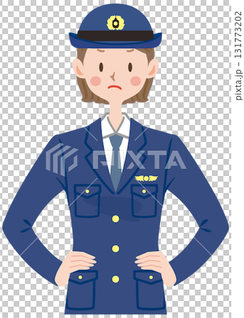 注意する女性警官のイラスト 131773202