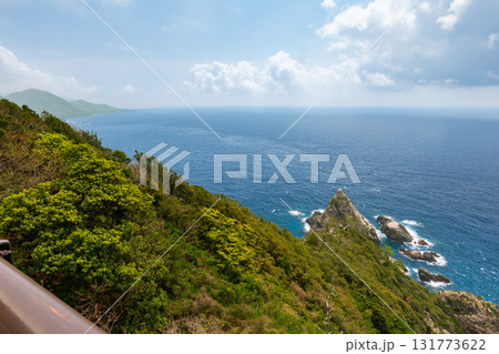 春の青空と海　西部林道地域　世界自然遺産屋久島 131773622