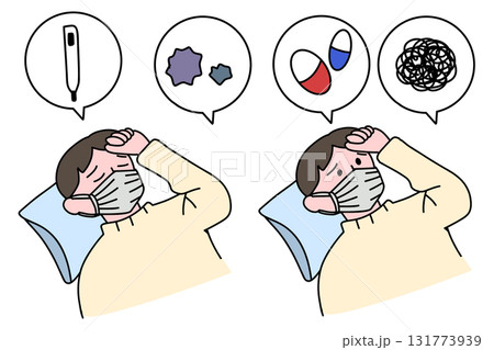 発熱 風邪を引く男性 131773939