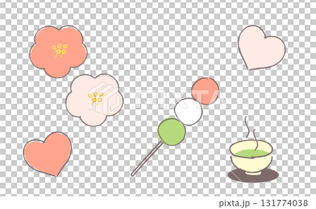 Cute hand drawn plum blossom and dumpling illustration 131774038