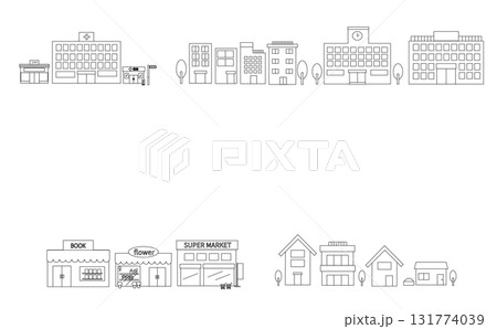 シンプルな街並みのイラスト 131774039