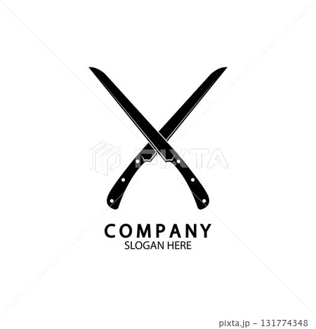 The crossed knives icon. Knife and chef, kitchen symbol. Flat illustration 131774348