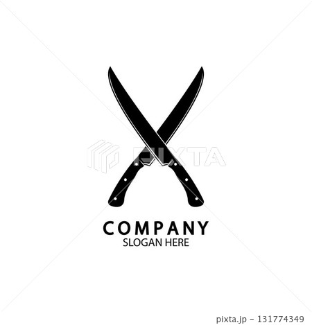 The crossed knives icon. Knife and chef, kitchen symbol. Flat illustration 131774349
