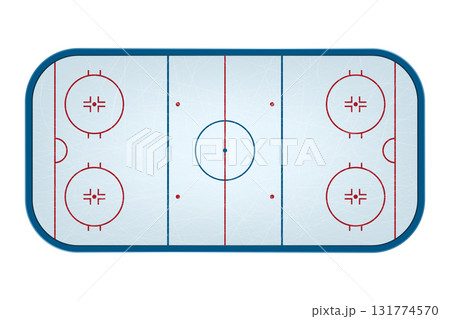 Ice Hockey Rink Top View with Lines, Circles, Crease, Neutral Zones, Boards. Clean Isolated Diagram for Sport Design, App, Web. Ice Hockey Rink Layout Graphic, Ice Hockey Rink Vector Illustration Ice Hockey Rink Top View with Lines, Circles, Crease, Neutral Zones, Boards. Clean Isolated Diagram for Sport Design, App, Web. Ice Hockey Rink Layout Graphic, Ice Hockey Rink Vector Illustration 131774570