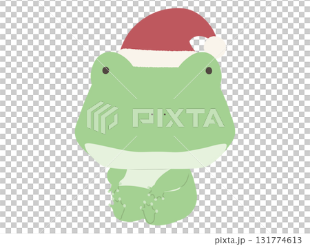 Frog wearing a Santa hat 131774613