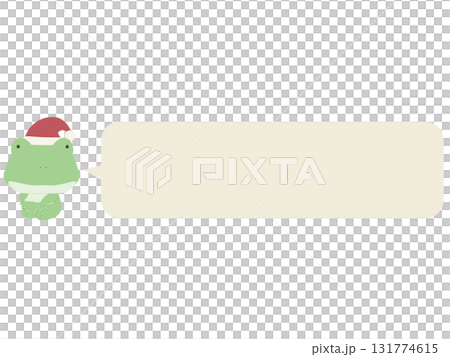 Frog wearing a Santa hat. With speech bubble. 131774615
