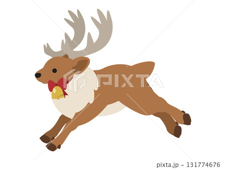 走るトナカイのかわいいベクターイラスト(クリスマス・リボン・ベル) 走るトナカイのかわいいベクターイラスト(クリスマス・リボン・ベル) 131774676