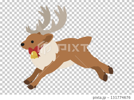 走るトナカイのかわいいベクターイラスト(クリスマス・リボン・ベル) 走るトナカイのかわいいベクターイラスト(クリスマス・リボン・ベル) 131774676
