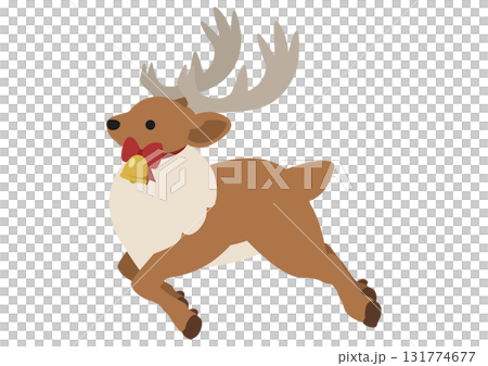 Cute vector illustration of a running reindeer (Christmas ribbon bell) Cute vector illustration of a running reindeer (Christmas ribbon bell) 131774677