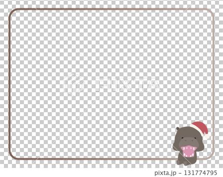 Smiling hippopotamus frame wearing a Santa hat Smiling hippopotamus frame wearing a Santa hat 131774795