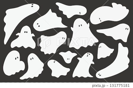 簡單的萬聖節鬼魂圖案(黑色背景) 簡單的萬聖節鬼魂圖案(黑色背景) 131775181