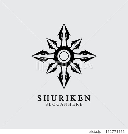 ninja shuriken black solid icon modern design, isolated on white background. flat style for graphic design template. suitable for logo, web, UI, mobile app. vector illustration 131775333