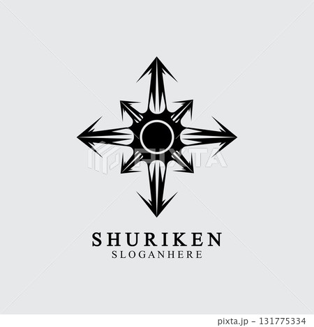ninja shuriken black solid icon modern design, isolated on white background. flat style for graphic design template. suitable for logo, web, UI, mobile app. vector illustration 131775334