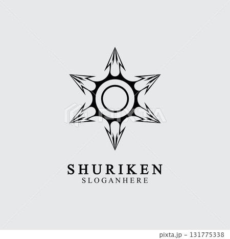 ninja shuriken black solid icon modern design, isolated on white background. flat style for graphic design template. suitable for logo, web, UI, mobile app. vector illustration 131775338