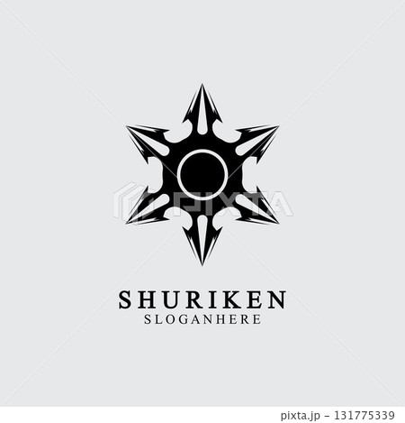 ninja shuriken black solid icon modern design, isolated on white background. flat style for graphic design template. suitable for logo, web, UI, mobile app. vector illustration 131775339