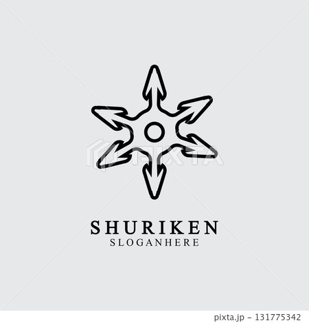 ninja shuriken black solid icon modern design, isolated on white background. flat style for graphic design template. suitable for logo, web, UI, mobile app. vector illustration 131775342
