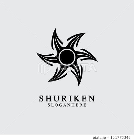 ninja shuriken black solid icon modern design, isolated on white background. flat style for graphic design template. suitable for logo, web, UI, mobile app. vector illustration 131775343