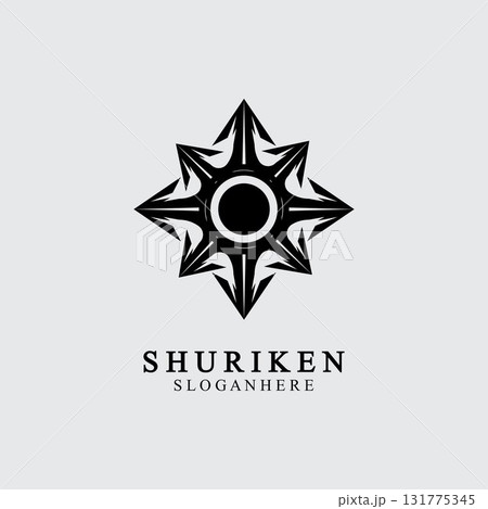 ninja shuriken black solid icon modern design, isolated on white background. flat style for graphic design template. suitable for logo, web, UI, mobile app. vector illustration 131775345