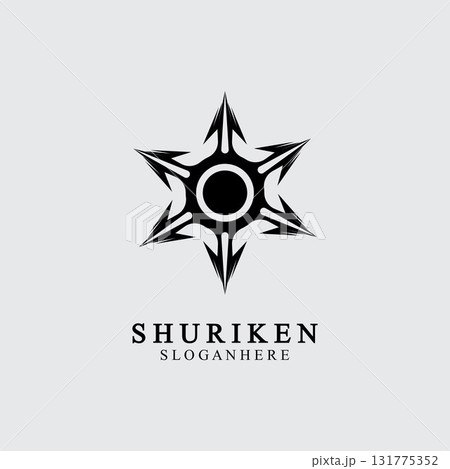 ninja shuriken black solid icon modern design, isolated on white background. flat style for graphic design template. suitable for logo, web, UI, mobile app. vector illustration 131775352