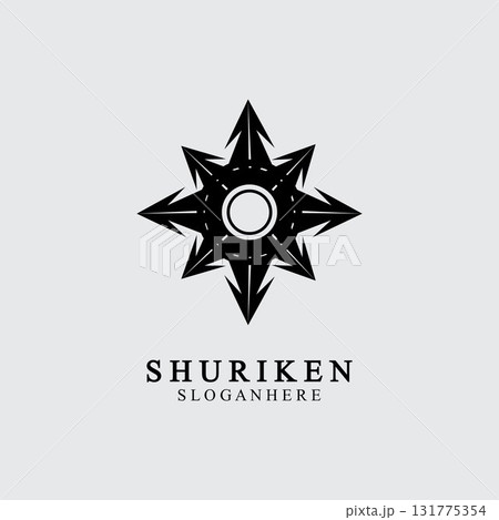 ninja shuriken black solid icon modern design, isolated on white background. flat style for graphic design template. suitable for logo, web, UI, mobile app. vector illustration 131775354