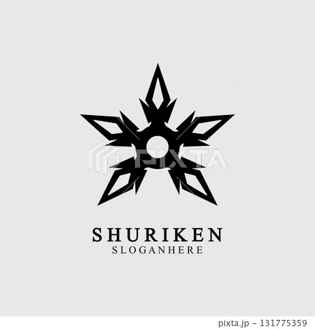 ninja shuriken black solid icon modern design, isolated on white background. flat style for graphic design template. suitable for logo, web, UI, mobile app. vector illustration 131775359