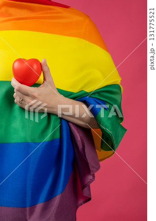 Celebrating Love and Diversity with Pride Flag. Celebrating Love and Diversity with Pride Flag. 131775521