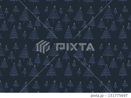 手書き風クリスマスツリーの背景 青 手書き風クリスマスツリーの背景 青 131775697