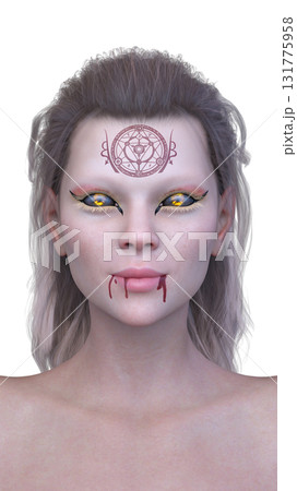 女性ヴァンパイアの顔クローズアップ 131775958