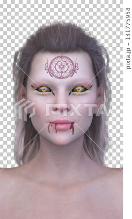 女性ヴァンパイアの顔クローズアップ 131775958