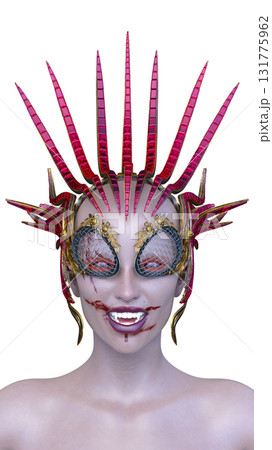 女性ヴァンパイアの顔クローズアップ 131775962