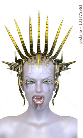 女性ヴァンパイアの顔クローズアップ 131775963