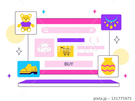 Online Marketplace For Handmade Goods Illustration Featuring a Platform That Allows Craftsmen to Sell Unique Handmade Products to Consumers 131775975
