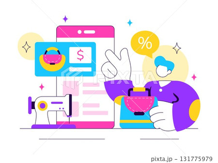 Online Marketplace For Handmade Goods Illustration Featuring a Platform That Allows Craftsmen to Sell Unique Handmade Products to Consumers 131775979