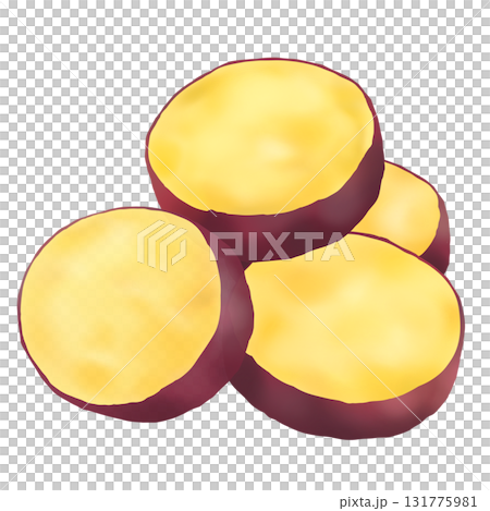 Simple illustration of steamed sweet potato (sliced) 131775981