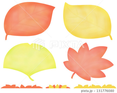 カラフルな落ち葉の背景セット カラフルな落ち葉の背景セット 131776080