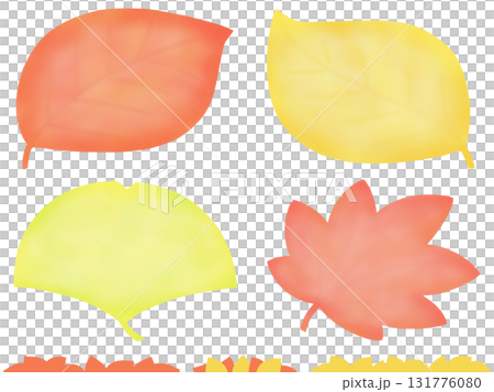 カラフルな落ち葉の背景セット カラフルな落ち葉の背景セット 131776080