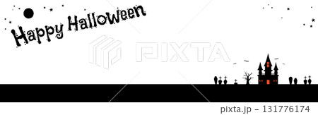 ハロウィンの怪しい館の背景素材 バナーサイズ ハロウィンの怪しい館の背景素材 バナーサイズ 131776174