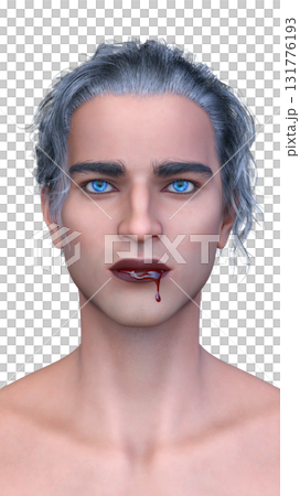 男性ヴァンパイアの顔クローズアップ 131776193