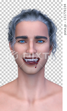 男性吸血鬼臉部特寫 131776194