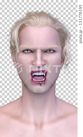 男性吸血鬼臉部特寫 131776195