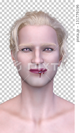 男性吸血鬼臉部特寫 131776196