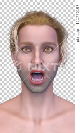 Male vampire face close up 131776197